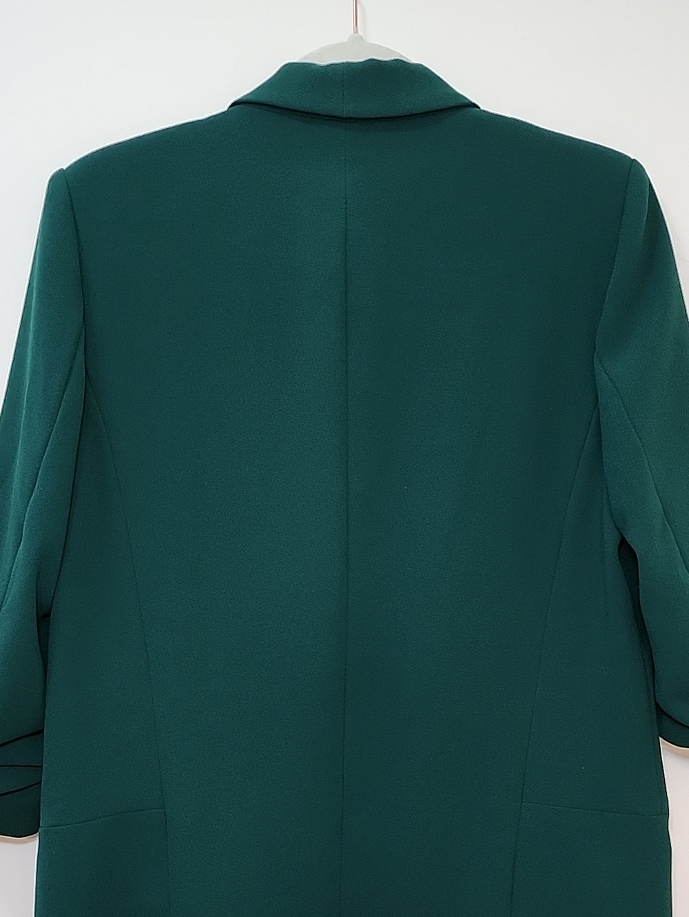 Zara Dark kelly green roll-up sleeve blazer open-front shawl collar front Sz M - Picture 10 of 16